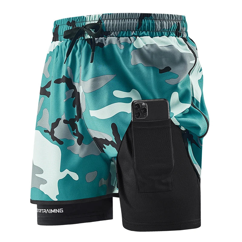 2 in 1 Gym Camouflage Shorts
