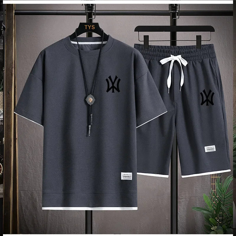 Men's Fashion Short-Sleeved T-Shirt & Breathable Shorts Set