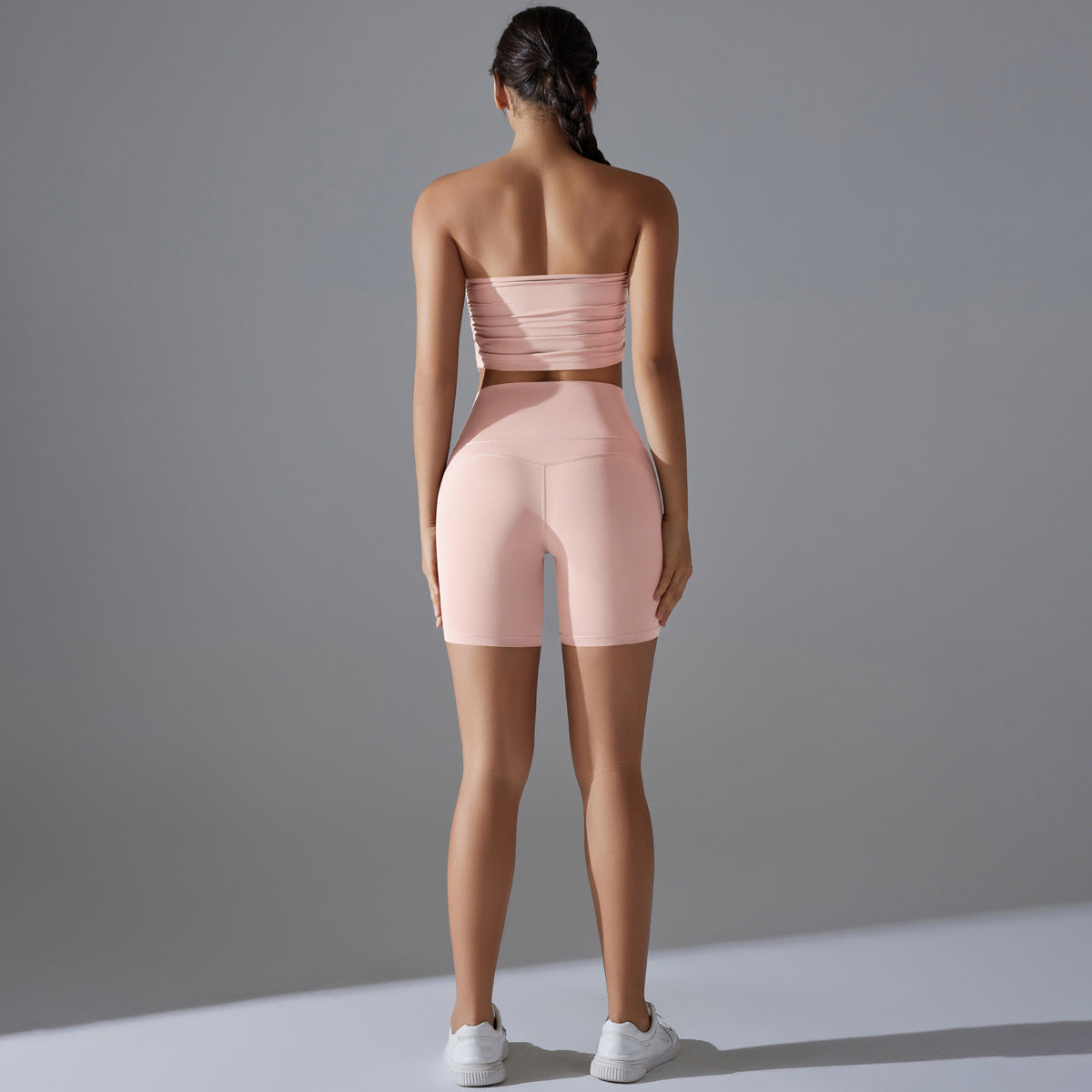 Pleated Tube Top & High Waist Shorts Set