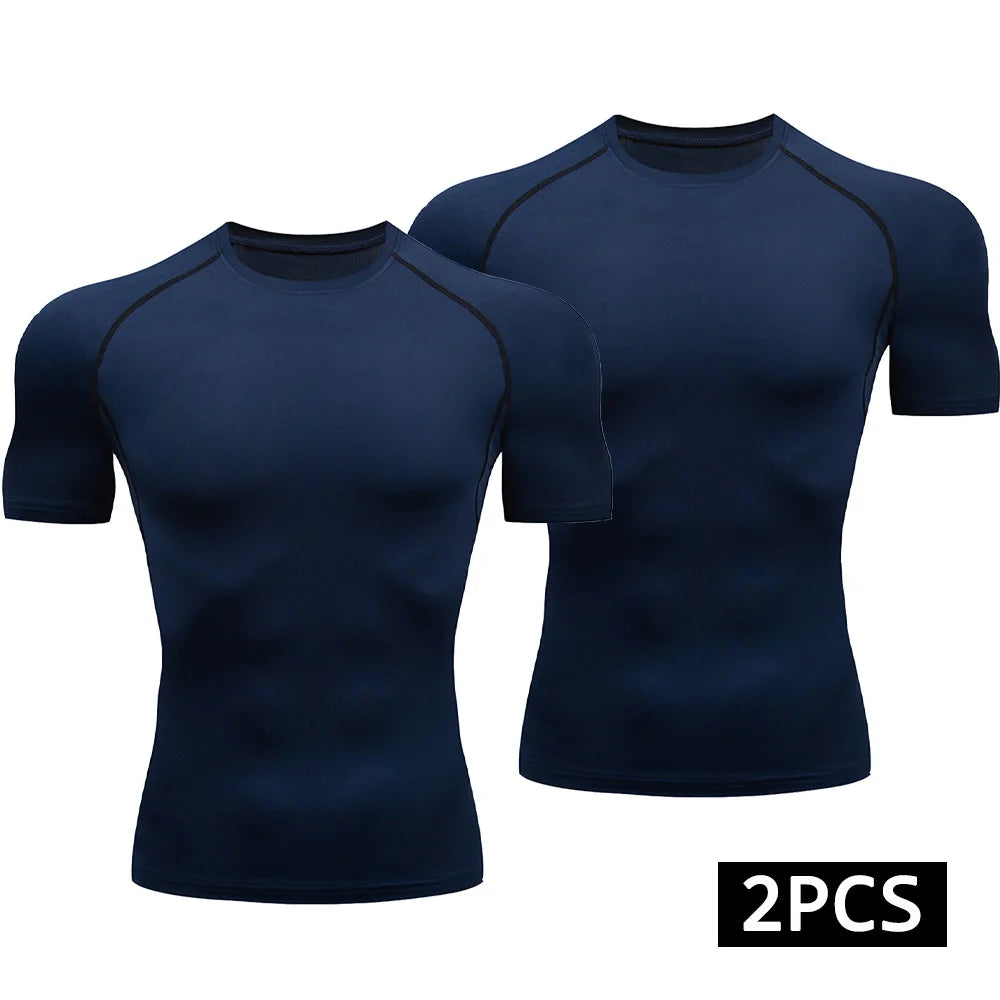 Men’s 2-Piece Compression Quick Dry Athletic T-Shirt