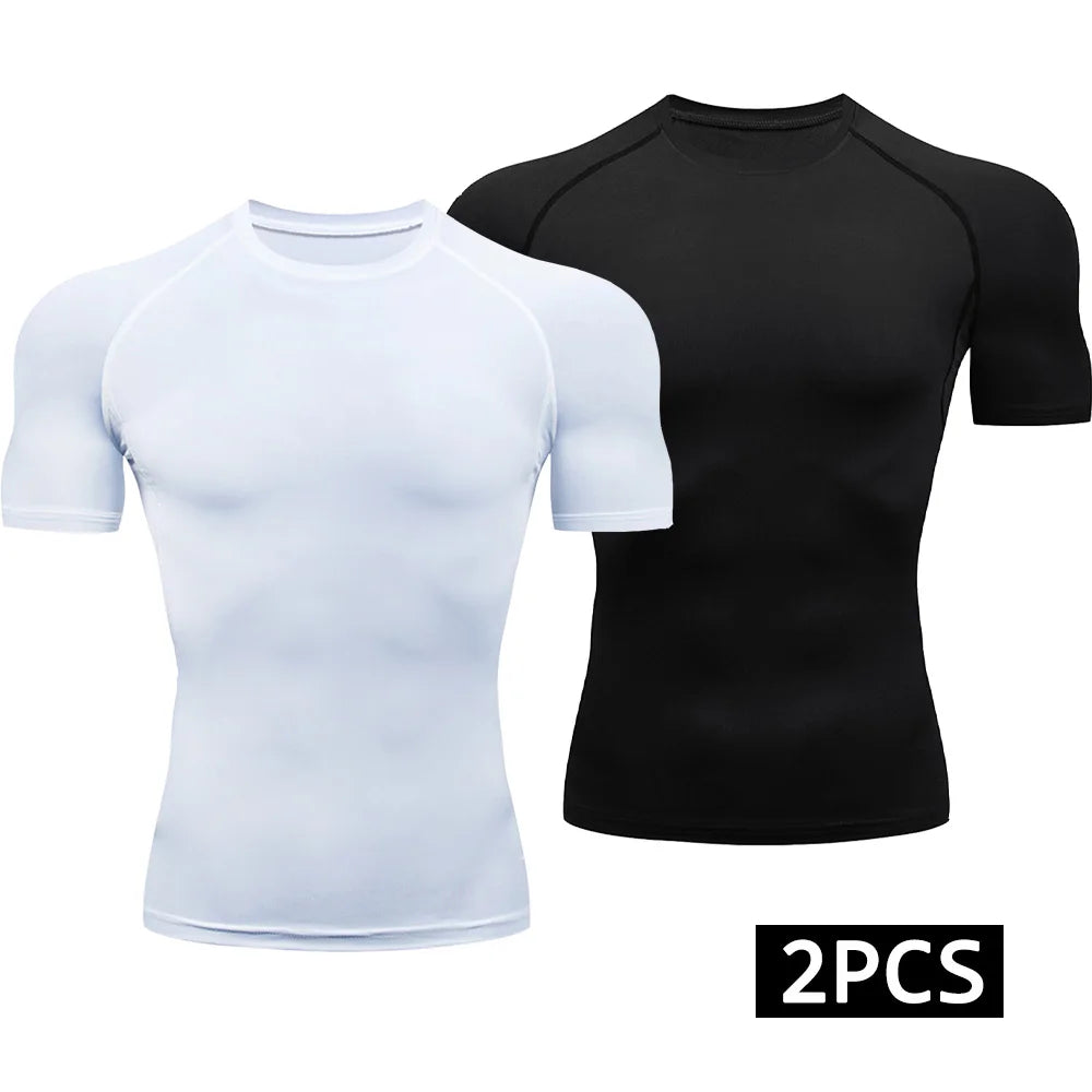 Men’s 2-Piece Compression Quick Dry Athletic T-Shirt