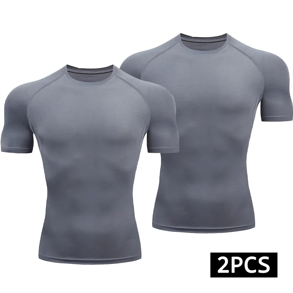 Men’s 2-Piece Compression Quick Dry Athletic T-Shirt