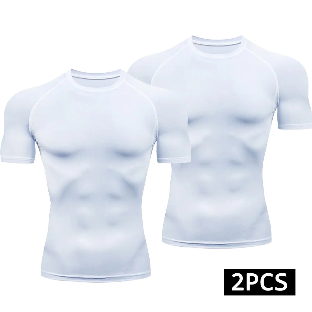 Men’s 2-Piece Compression Quick Dry Athletic T-Shirt