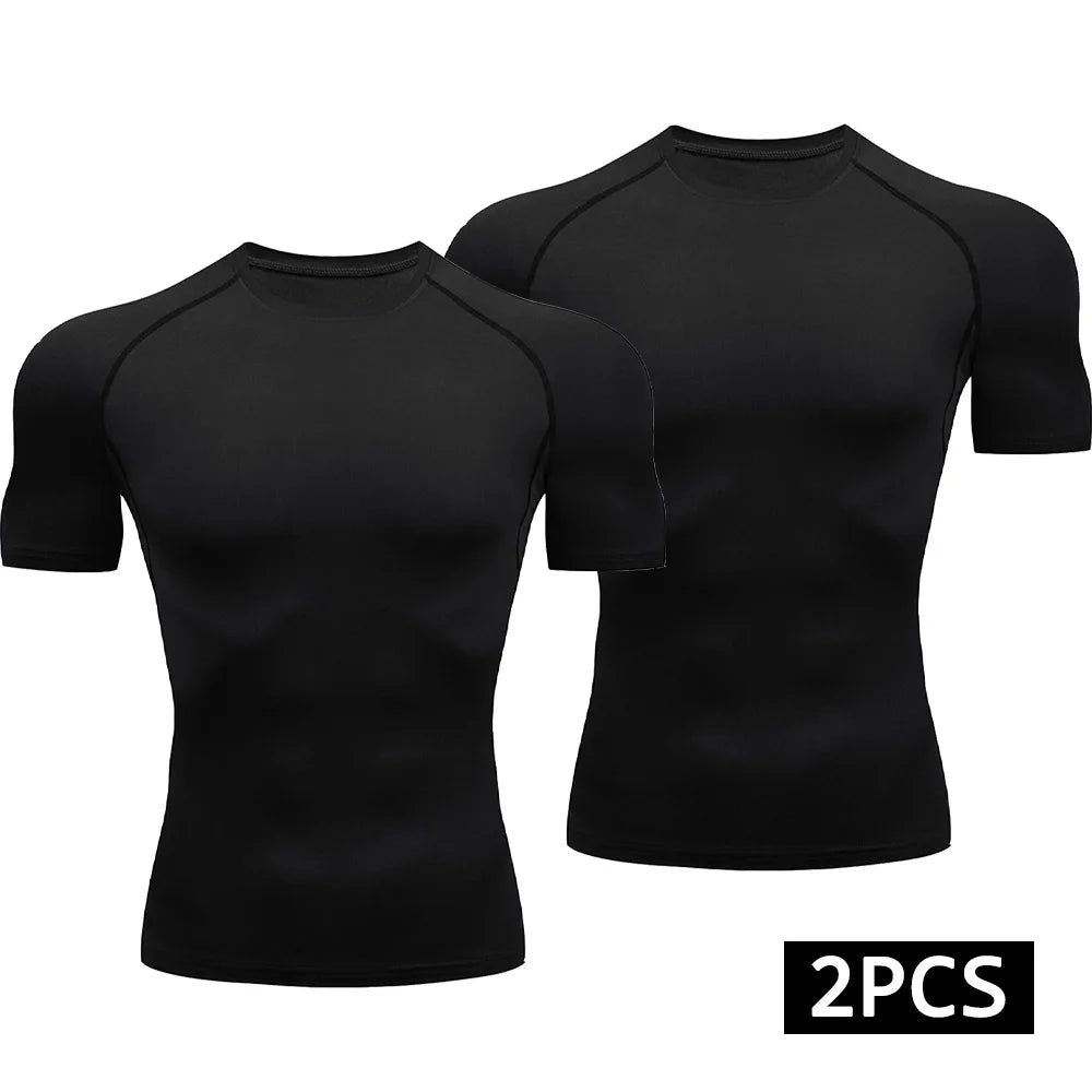 Men’s 2-Piece Compression Quick Dry Athletic T-Shirt