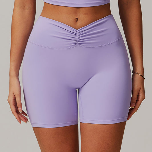 Pleated Hip Lift Yoga Shorts