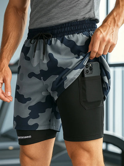 2 in 1 Gym Camouflage Shorts 