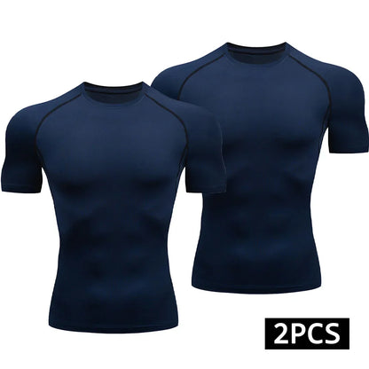 Men’s 2-Piece Compression Quick Dry Athletic T-Shirt