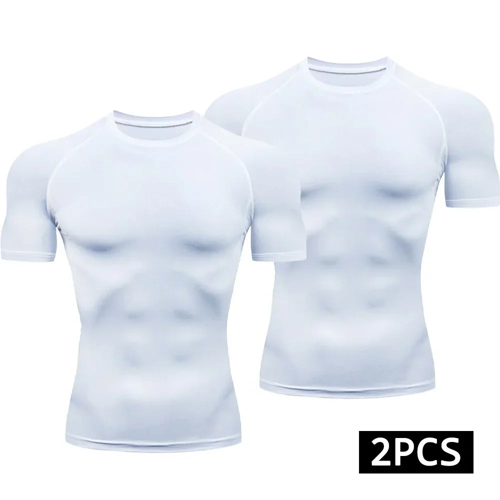 Men’s 2-Piece Compression Quick Dry Athletic T-Shirt