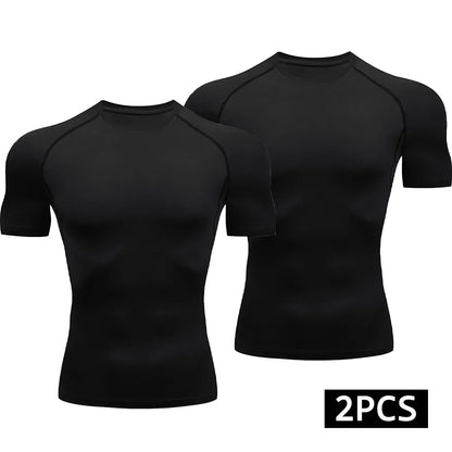Men’s 2-Piece Compression Quick Dry Athletic T-Shirt