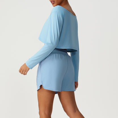 Light Blue Long Sleeve Shorts