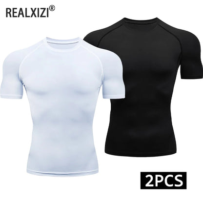 Men’s 2-Piece Compression Quick Dry Athletic T-Shirt