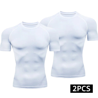 Men’s 2-Piece Compression Quick Dry Athletic T-Shirt
