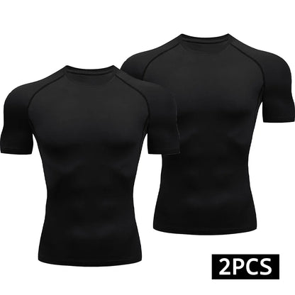 Men’s 2-Piece Compression Quick Dry Athletic T-Shirt