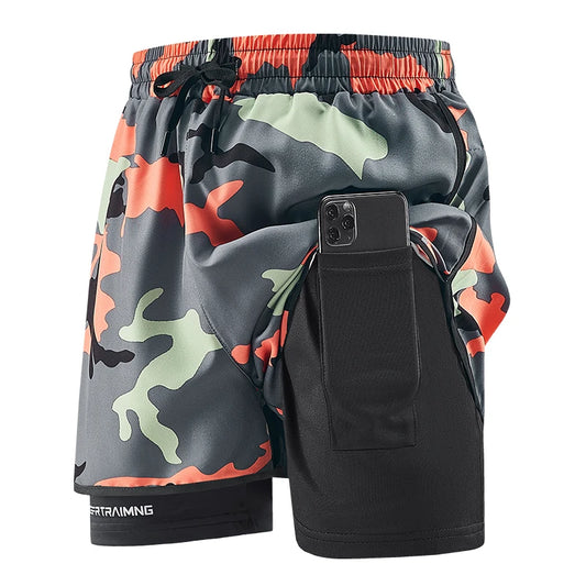 2 in 1 Gym Camouflage Shorts 