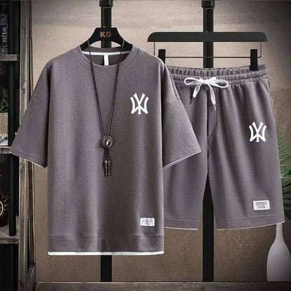 Men's Fashion Short-Sleeved T-Shirt & Breathable Shorts Set