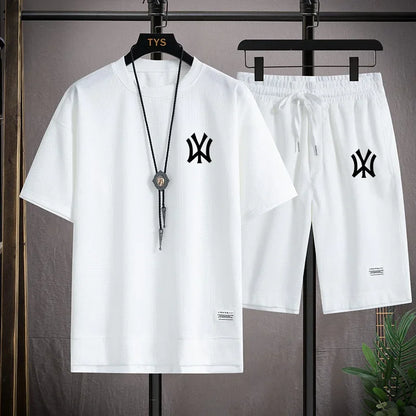 Men's Fashion Short-Sleeved T-Shirt & Breathable Shorts Set